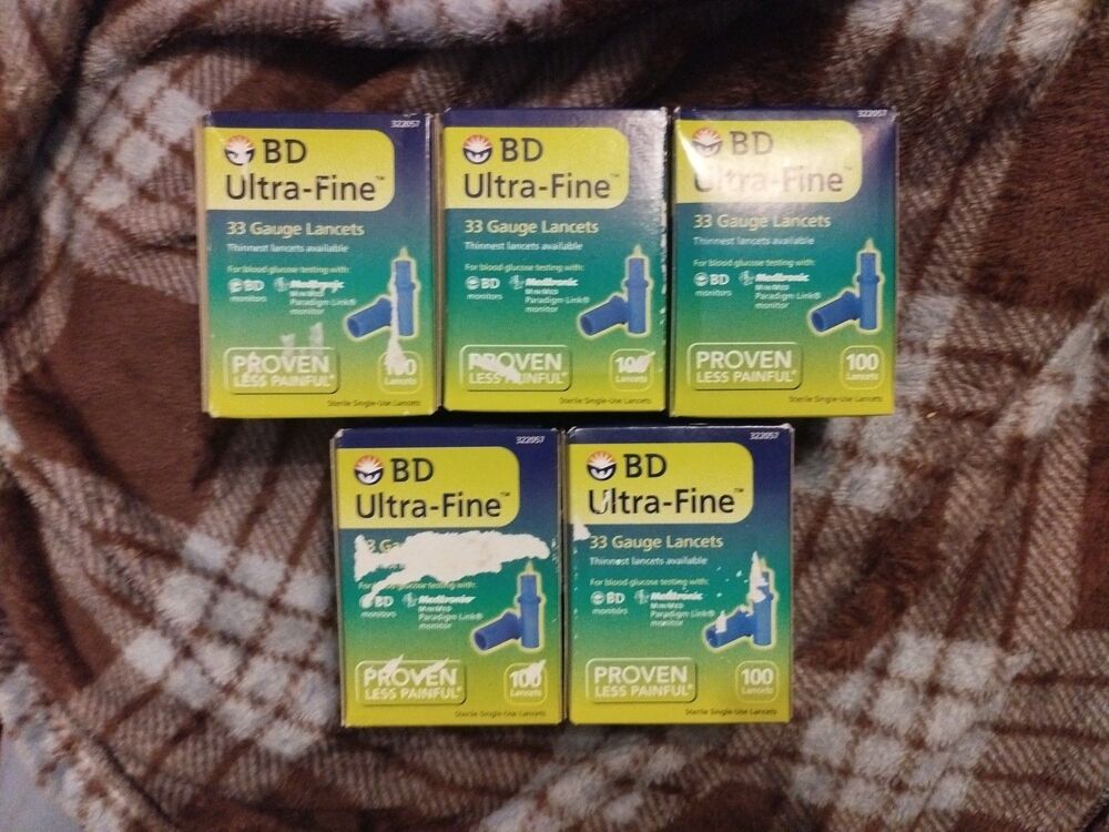 BD Ultra-Fine 33 Gauge Lancets Lot Of 5 Boxes 100 Count 500 Total New Sealed